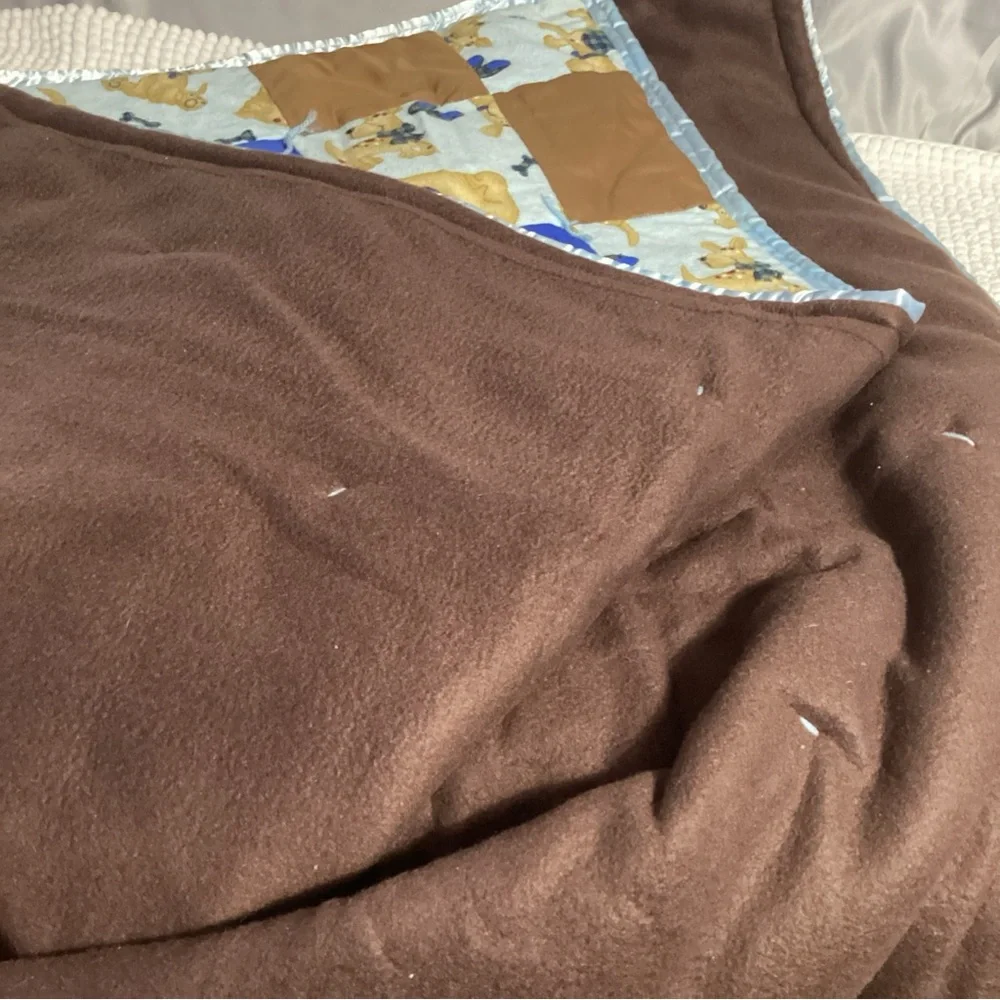 Handmade Baby Boy Toddler Large Crib Bed Blanket Heavier Puppy Dog Bones